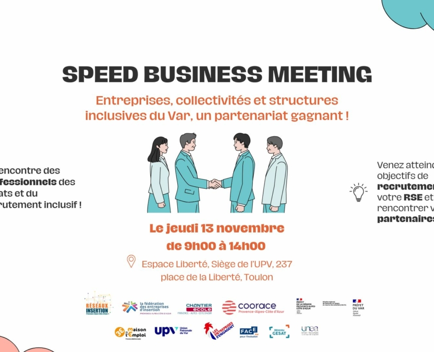 Vous êtes invités au Speed Business Meeting organisé entre SIAE et entreprises dans le Var, à Toulon, le 13 novembre